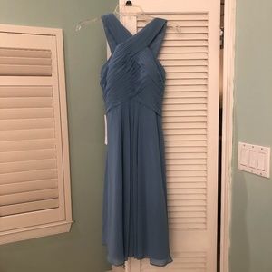 Azazie Amani Bridesmaid Dress Steel Blue Size 4/6